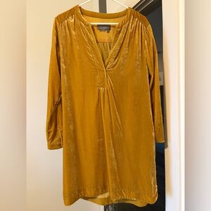 Anthropologie Golden Velvet Tunic Dress